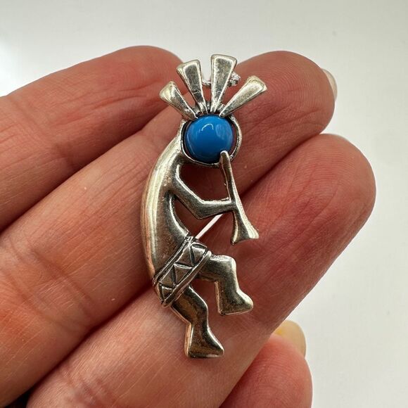 VTG Navajo Jim Calladitto Sterling Kokopelli Pendant Turquoise 925 18" necklace! - Picture 3 of 12